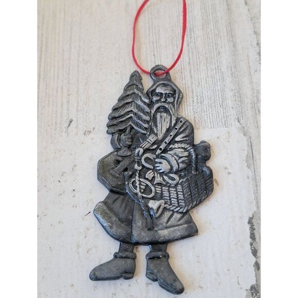 Rustic metal Santa Claus tree basket ornament Xmas - Picture 1 of 4